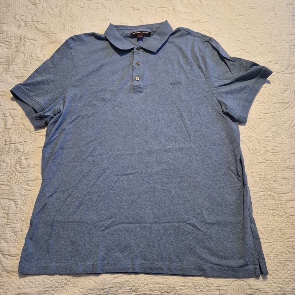 Michael Kors men's Large short sleeve blue polo shirt EUC